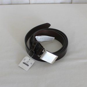J Crew Classic leather belt with removable silver-plated buckle brown large flaw